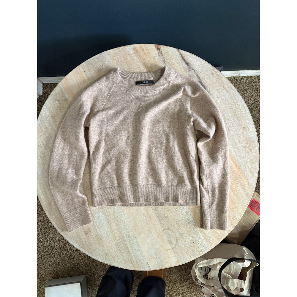 Quince beige cashmere crewneck sweater